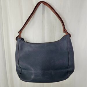 Bottega Veneta black textured PVC shoulder bag brown shoulder strap zip top